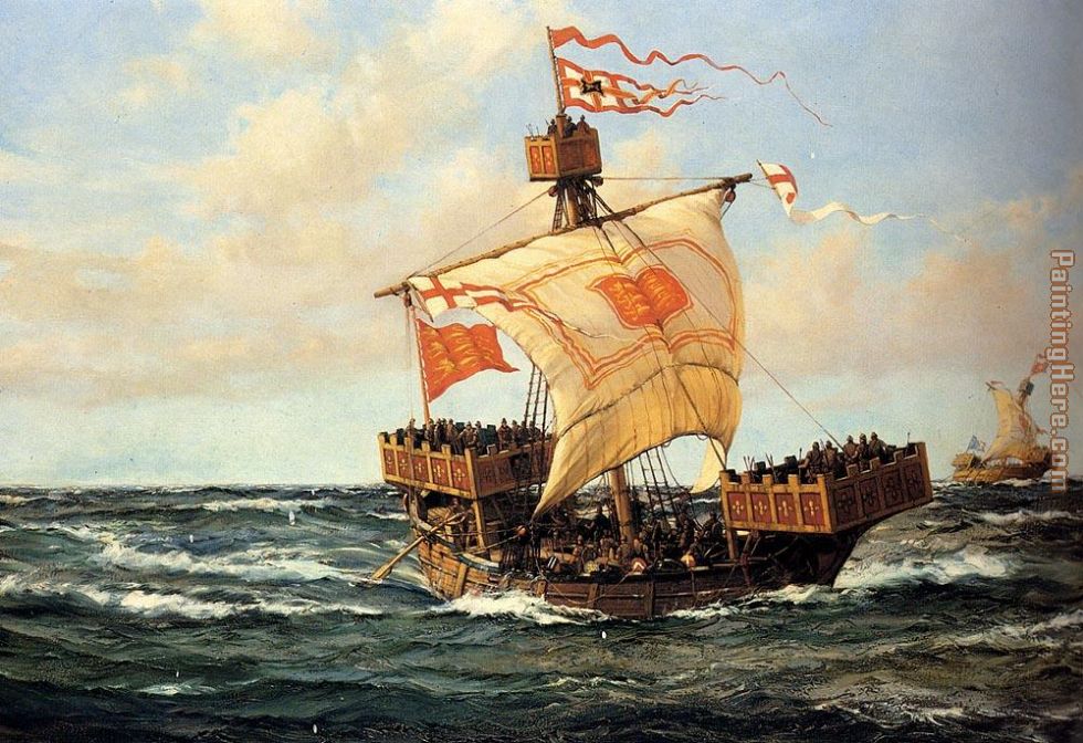 Legion Boat -- The First Queen painting - Montague Dawson Legion Boat -- The First Queen art painting